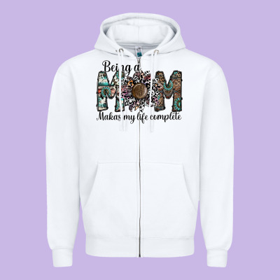 Being A Mom Makas My Life Complete Zipper Hoodie Designed By Sublimationcraftshop