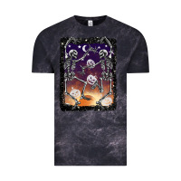 Cloud Black halloween dancing skeletons stars Vintage Tee - BarkalooDesign