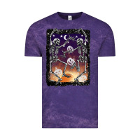 Cloud Purple halloween dancing skeletons stars Vintage Tee - BarkalooDesign