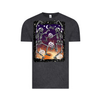Vintage Black halloween dancing skeletons stars Vintage Tee - BarkalooDesign