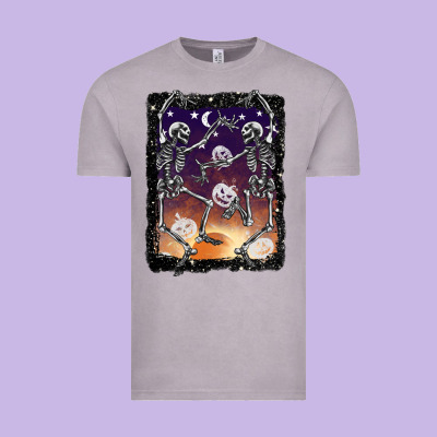 Halloween Dancing Skeletons Stars Vintage Tee Designed By Barkaloodesign