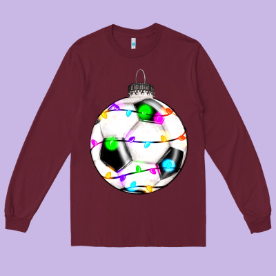 Christmas Soccer Long Sleeve Tee Designed By Ranaportraitstore