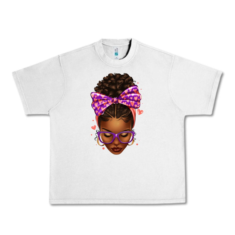 Sorority Colors Purple Carol Afro Messy Bun Woman Urban Heavy Tee by texasbilliewilder | Teevron