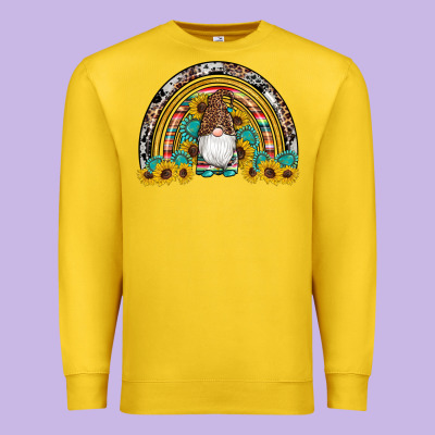 Western Gnome Gemstones Sunflowers Rainbow Premium Sweatshirt Designed By Artiststas