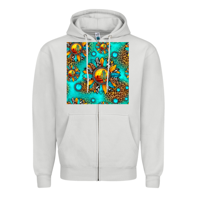 Western Sunset Sunflowers Seamless Pattern Zipper Hoodie by HRA Design Shop | Teevron