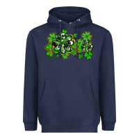 Navy cowhide and leopard shamrocks Heavyweight Hoodie - AdoDesignShop