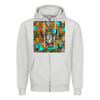 Dove Grey aztec bull skull seamless pattern Zipper Hoodie - HRA Design Shop