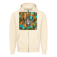 Sandshell aztec bull skull seamless pattern Zipper Hoodie - HRA Design Shop