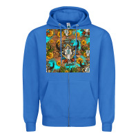 True Royal aztec bull skull seamless pattern Zipper Hoodie - HRA Design Shop