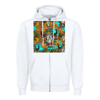 White aztec bull skull seamless pattern Zipper Hoodie - HRA Design Shop
