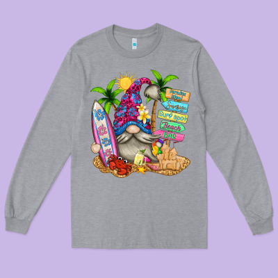 Beach Gnome Long Sleeve Tee Designed By Texasbilliewilder