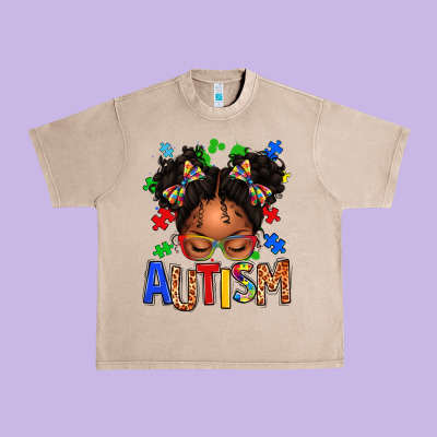 Autism Afro Girl Urban Heavy Tee Designed By Texasbilliewilder