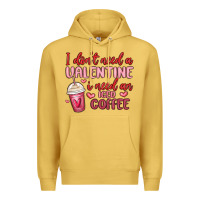 Antique Gold i don t need a valentine i need an iced coffee Premium Hoodie - MaliasSmallBusiness