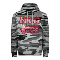 Slate Camo i don t need a valentine i need an iced coffee Premium Hoodie - MaliasSmallBusiness