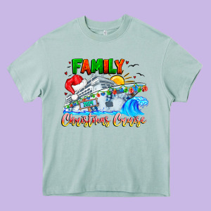 Family 2024 Christmas Cruise Heavy Core Tee Designed By Cowhidedigitalart