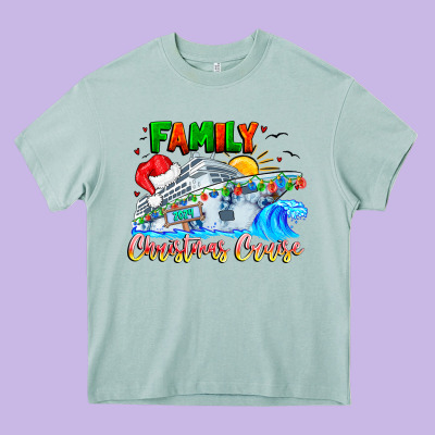 Family 2024 Christmas Cruise Heavy Core Tee Designed By Cowhidedigitalart