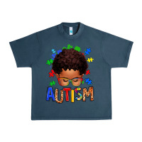Midnight Navy autism afro kid Urban Heavy Tee - texasbilliewilder