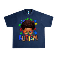 Navy autism afro kid Urban Heavy Tee - texasbilliewilder