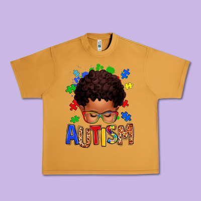 Autism Afro Kid Urban Heavy Tee Designed By Texasbilliewilder