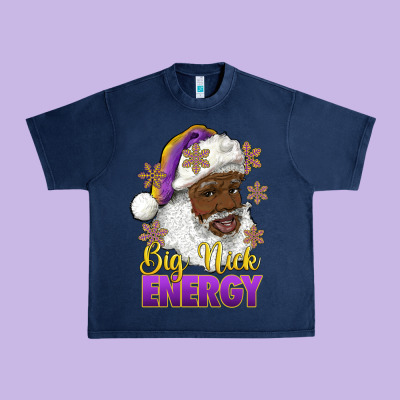 Big Nick Energy Purple And Gold Afro Santa Urban Heavy Tee Designed By Ranaportraitstore