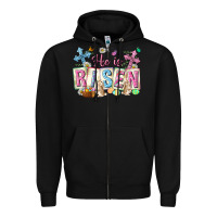Black he is risen easter with flowers Zipper Hoodie - Neo Western