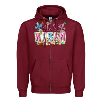 Burgundy he is risen easter with flowers Zipper Hoodie - Neo Western