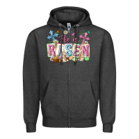 Charcoal Heather he is risen easter with flowers Zipper Hoodie - Neo Western