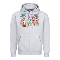 Heather Grey he is risen easter with flowers Zipper Hoodie - Neo Western