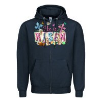 Navy he is risen easter with flowers Zipper Hoodie - Neo Western