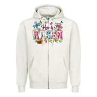 Oatmeal Heather he is risen easter with flowers Zipper Hoodie - Neo Western