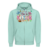Seafoam he is risen easter with flowers Zipper Hoodie - Neo Western