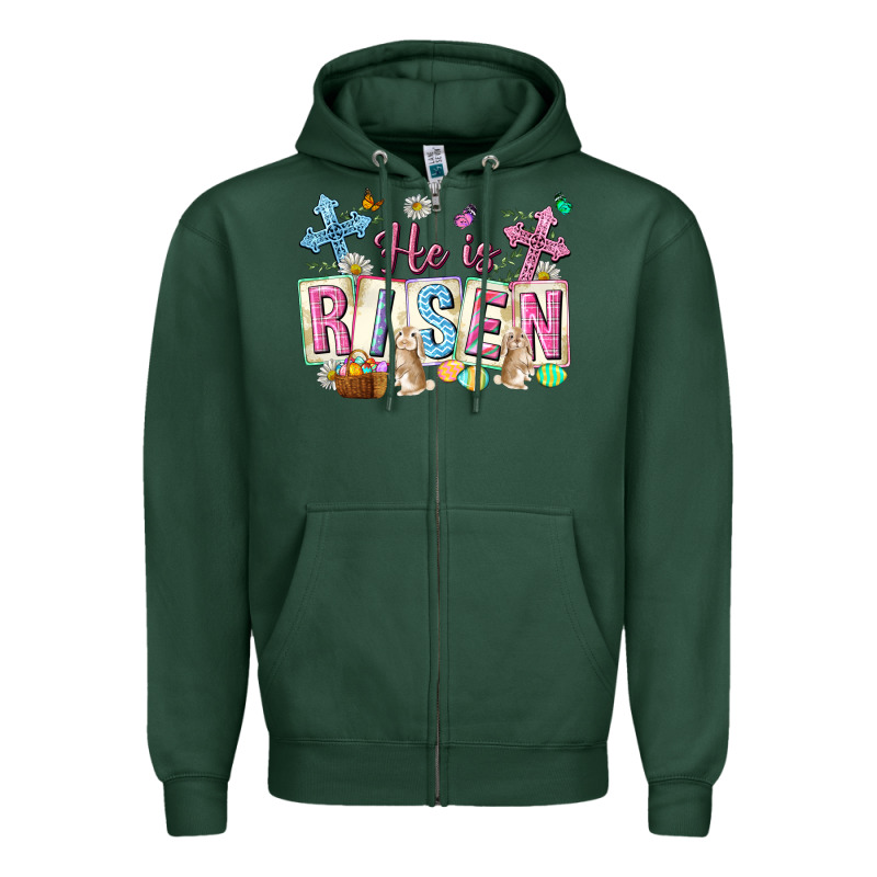 He Is Risen Easter With Flowers Zipper Hoodie by Neo Western | Teevron