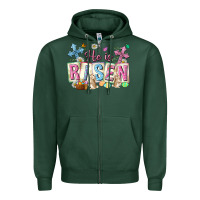 Sports Green he is risen easter with flowers Zipper Hoodie - Neo Western