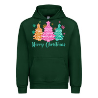 Forest Green merry christmas glitter trees Urban Hoodie - MaliasSmallBusiness