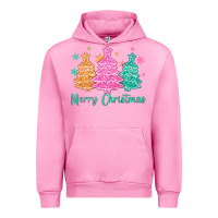 Fuchsia Pink merry christmas glitter trees Urban Hoodie - MaliasSmallBusiness