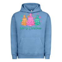 Pigment Pebble Blue merry christmas glitter trees Urban Hoodie - MaliasSmallBusiness