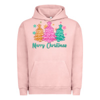 Pigment Salmon merry christmas glitter trees Urban Hoodie - MaliasSmallBusiness
