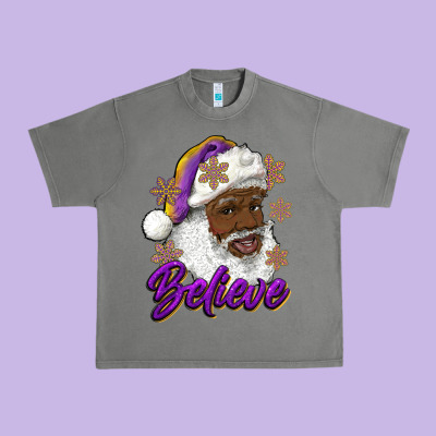 Believe Purple And Gold African American Santa Urban Heavy Tee Designed By Ranaportraitstore