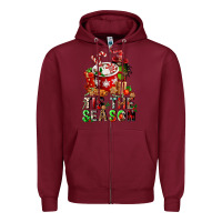 Burgundy tis the season Zipper Hoodie - FaDigitalArtStudio