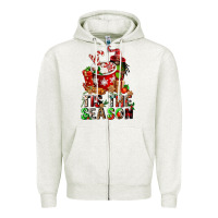 Oatmeal Heather tis the season Zipper Hoodie - FaDigitalArtStudio
