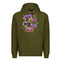 Army Green mardi gras cassette tapes Premium Hoodie - MaliasSmallBusiness