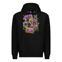 Black mardi gras cassette tapes Premium Hoodie - MaliasSmallBusiness