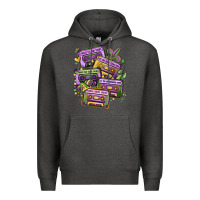 Charcoal Heather mardi gras cassette tapes Premium Hoodie - MaliasSmallBusiness