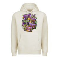Oatmeal Heather mardi gras cassette tapes Premium Hoodie - MaliasSmallBusiness
