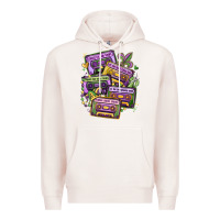Pale Pink mardi gras cassette tapes Premium Hoodie - MaliasSmallBusiness
