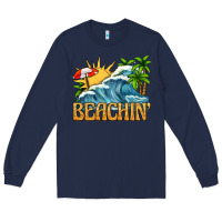 Navy beachin Long Sleeve Tee - texasbilliewilder