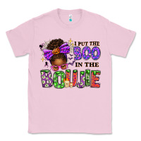 Bubblegum Pink I Put The Boo In The Boujie Messy Bun Classic Tee - texasbilliewilder