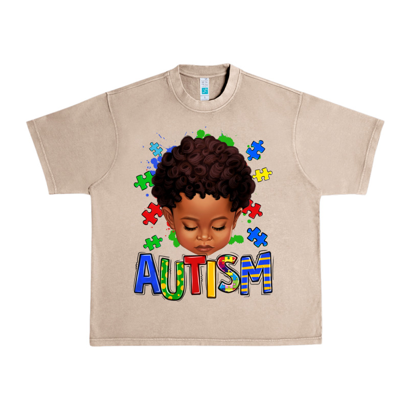 Autism Afro Kid Full Face Urban Heavy Tee by texasbilliewilder | Teevron