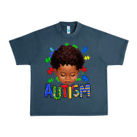 Midnight Navy autism afro kid full face Urban Heavy Tee - texasbilliewilder