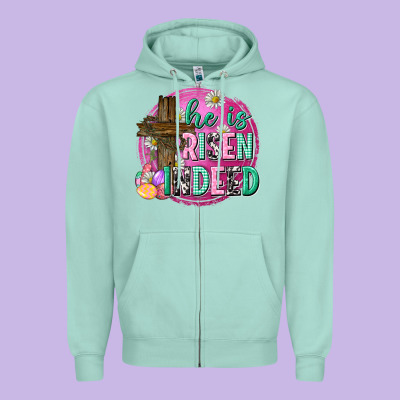 He Is Risen Indeed Easter Zipper Hoodie Designed By Neo Western